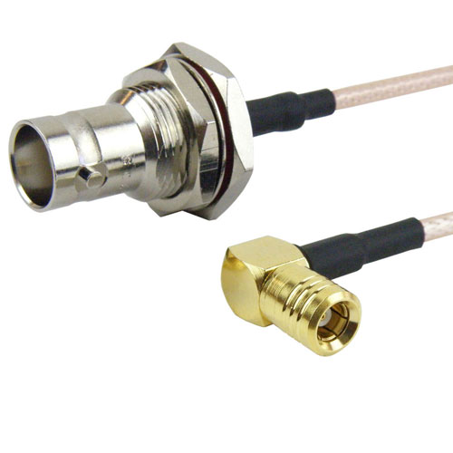 RA SMB Plug to BNC Female Bulkhead Cable RG-316 Coax in 36 Inch Fairview Microwave FMC2638315-36