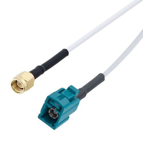 SMA Male to FAKRA Code Z / Water Blue Plug Cable RG-188 Coax Fairview Microwave FMCA100092