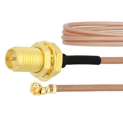 RP SMA Female Bulkhead to UMCX 2.5 Plug Cable RG178 Coax in 12 Inch with LF Solder Fairview Microwave FMCA1019-12