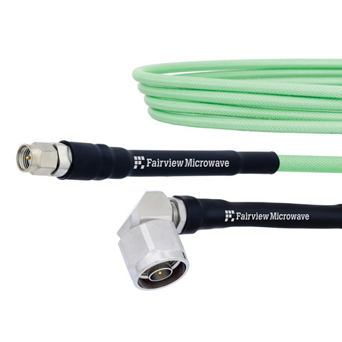 Low Loss SMA Male to RA N Male Cable LL142 Coax in 100 cm with LF Solder Fairview Microwave FMCA1248-100CM