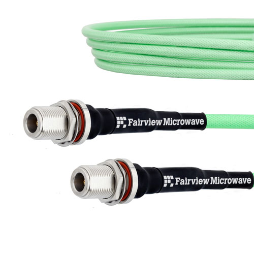 Low Loss Test N Female Bulkhead to N Female Bulkhead Cable LL335i Coax in 150 cm Fairview Microwave FMCA1282-150CM