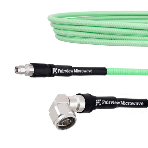 Low Loss Test Low Profile SMA Male (Plug) to RA N Male (Plug) Cable LL335i Coax Up To 18 GHz, 1.4 VSWR in 12 Inch Fairview Microwave FMCA1299-12