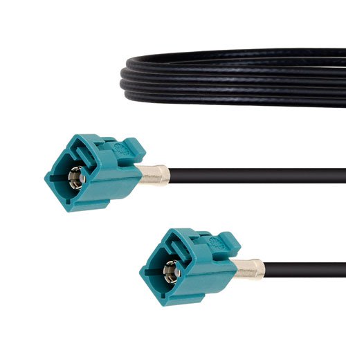 Water Blue FAKRA Jack to FAKRA Jack Cable 12 Inch Length Using LMR-100 Coax Fairview Microwave FMCA1344Z-12