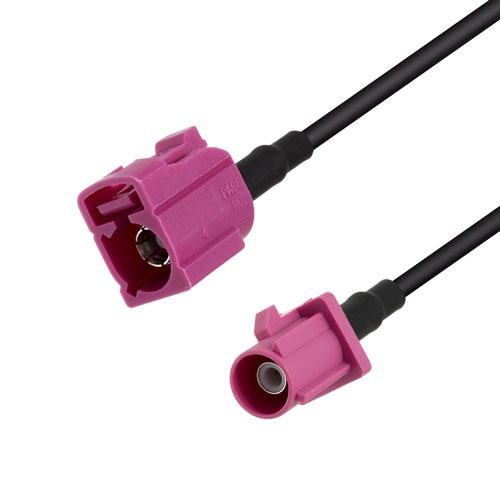 Violet FAKRA Plug to FAKRA Jack Cable 12 Inch Length Using RG174 Coax Fairview Microwave FMCA1352H-12