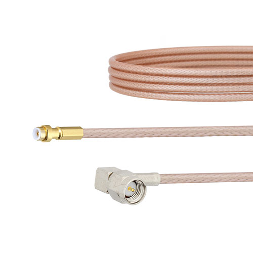 SSMC Plug to RA SSMC Jack Bulkhead Cable RG178 Coax in 12 Inch Fairview Microwave FMCA1461-12