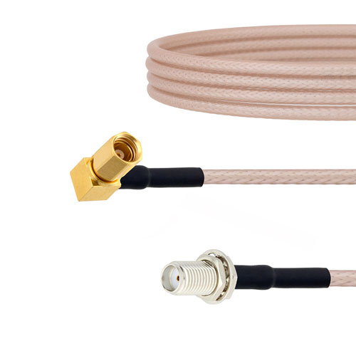 SMA Female Bulkhead to RA SSMC Plug Cable RG316 Coax in 24 Inch Fairview Microwave FMCA1471-24