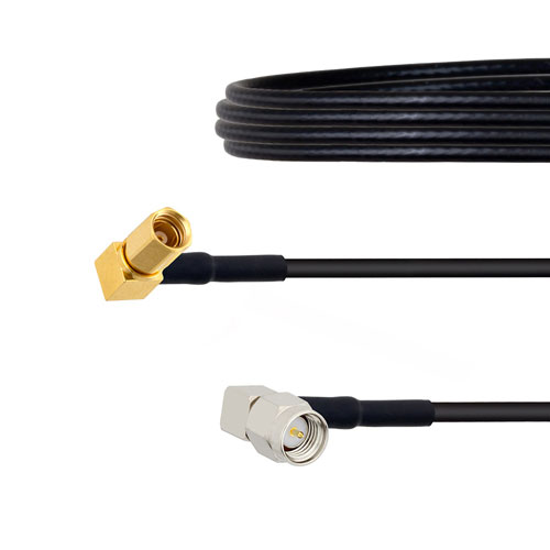 RA SMA Male to RA SSMC Plug Cable LMR-100 Coax in 12 Inch Fairview Microwave FMCA1484-12