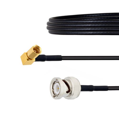 BNC Male to RA SSMC Plug Cable LMR-100 Coax in 48 Inch Fairview Microwave FMCA1490-48