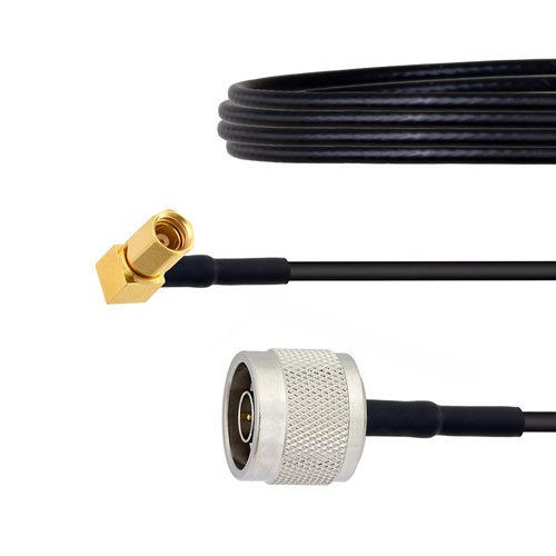 N Male to RA SSMC Plug Cable LMR-100 Coax in 24 Inch Fairview Microwave FMCA1492-24