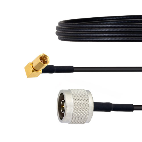 N Male to RA SSMC Plug Cable LMR-100 Coax in 60 Inch Fairview Microwave FMCA1492-60