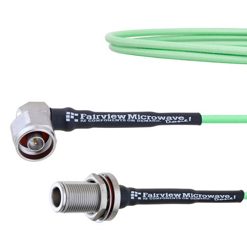 Low Loss RA N Male to N Female Bulkhead Cable LL160 Coax Fairview Microwave FMCA1726-150CM