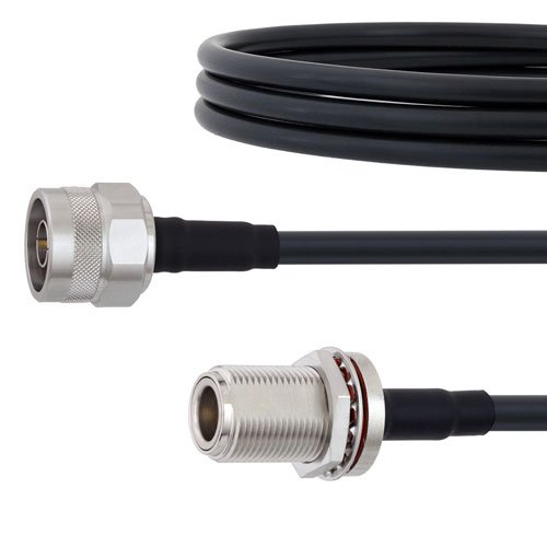 Low Loss N Male to N Female Bulkhead Cable LMR-240 Coax with Times Microwave components Fairview Microwave FMCA1937