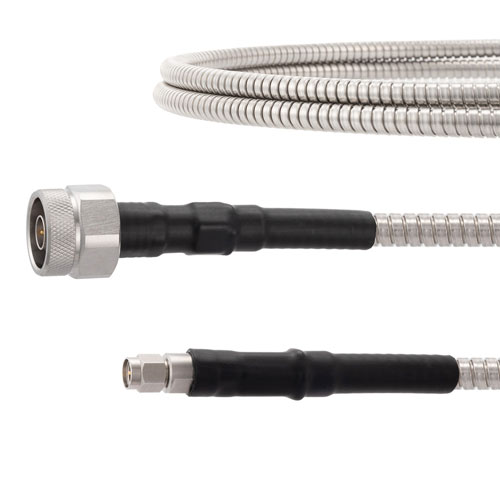 Low Loss N Male to SMA Male Cable Armored 0.32 Coax in 72 Inch Fairview Microwave FMCA1953-72