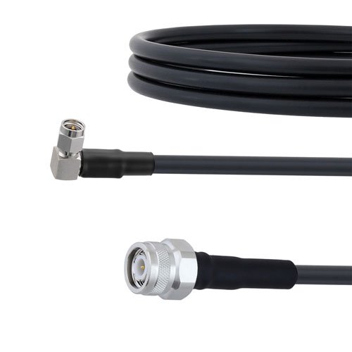 Low Loss TNC Male to RA SMA Male Cable LMR-240 Coax in 12 Inch with Times Microwave Connectors Fairview Microwave FMCA2162-12