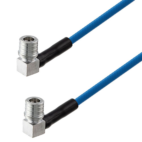 QMA Male Right Angle to QMA Male Right Angle Low PIM Cable 12 Inch Length Using TFT-5G-402 Coax Using Times Microwave Components Fairview Microwave FMCA2357-12