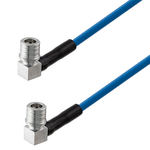 QMA Male Right Angle to QMA Male Right Angle Low PIM Cable Using TFT-5G-402 Coax Using Times Microwave Components Fairview Microwave FMCA2357