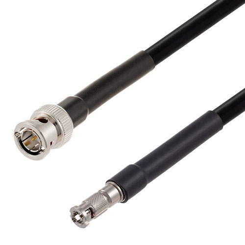 12G SDI 75 Ohm BNC Male to 75 Ohm HD-BNC Male Cable 75 Ohm 4694R-BK Coax Fairview Microwave FMCA2602/BK