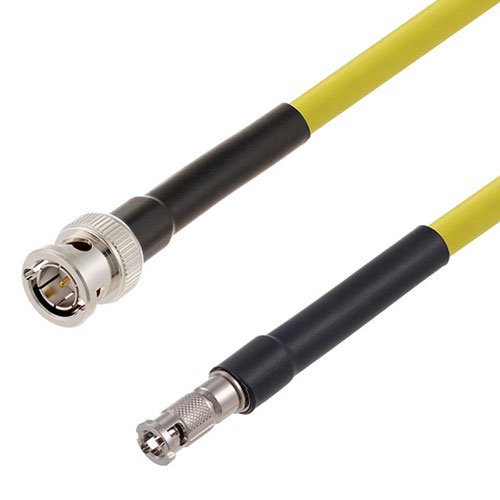 12G SDI 75 Ohm BNC Male to 75 Ohm HD-BNC Male Cable 75 Ohm 4694R-YW Coax in 120 Inch Fairview Microwave FMCA2602/YW-120