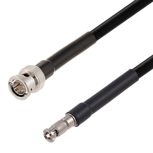 6G SDI 75 Ohm BNC Male to 75 Ohm HD-BNC Male Cable 75 Ohm 1694A-BK Coax in 12 Inch Fairview Microwave FMCA2674/BK-12