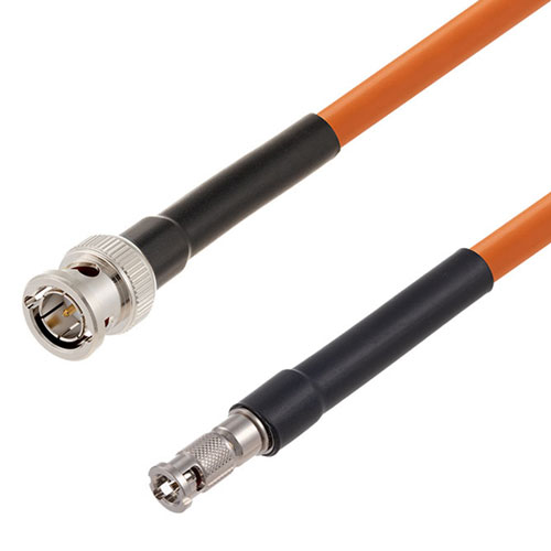 6G SDI 75 Ohm BNC Male to 75 Ohm HD-BNC Male Cable 75 Ohm 1694A-OR Coax in 12 Inch Fairview Microwave FMCA2674/OR-12