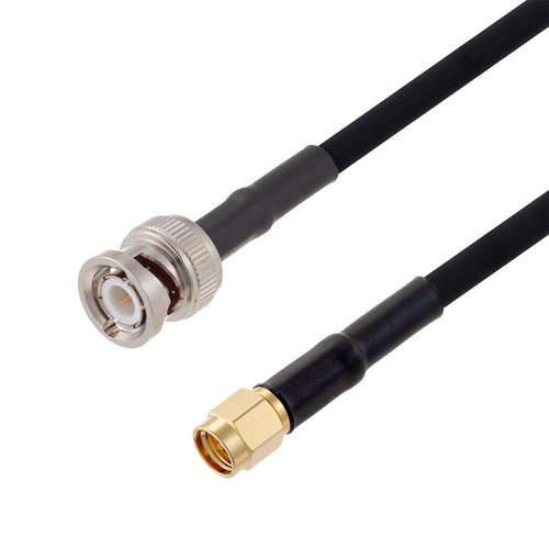 SMA Male to BNC Male Cable in 100 CM Length Using RG223 Coax Fairview Microwave FMCA2675-100CM