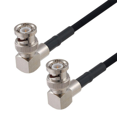 BNC Male Right Angle to BNC Male Right Angle Cable in 24 Inch Length Using RG223 Coax Fairview Microwave FMCA2686-24