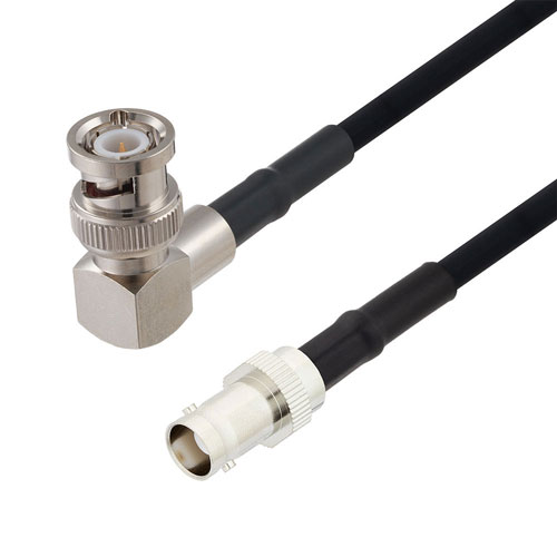 BNC Male Right Angle to BNC Female Cable in 12 Inch Length Using RG223 Coax Fairview Microwave FMCA2687-12