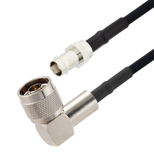 BNC Female to N Male Right Angle Cable Using RG223 Coax Fairview Microwave FMCA2706