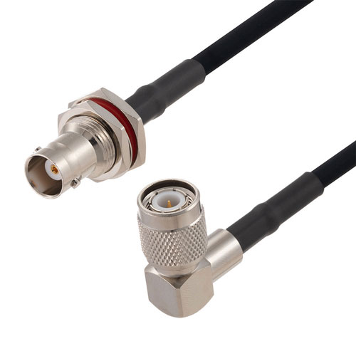 BNC Female Bulkhead to TNC Male Right Angle Cable Using RG223 Coax Fairview Microwave FMCA2722