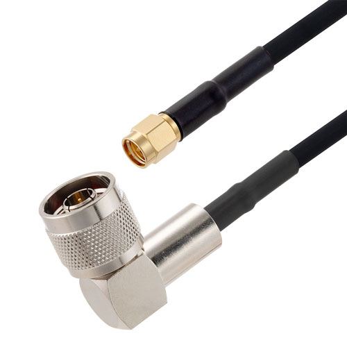 SMA Male to N Male Right Angle Cable in 50 CM Length Using RG223 Coax Fairview Microwave FMCA2727-50CM