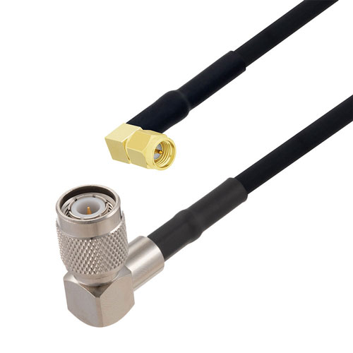 SMA Male Right Angle to TNC Male Right Angle Cable in 150 CM Length Using RG223 Coax Fairview Microwave FMCA2738-150CM