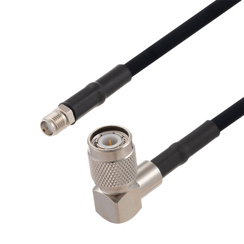 TNC Male Right Angle to SMA Female Cable in 100 CM Length Using RG223 Coax Fairview Microwave FMCA2742-100CM