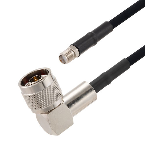 N Male Right Angle to SMA Female Cable in 50 CM Length Using RG223 Coax Fairview Microwave FMCA2746-50CM