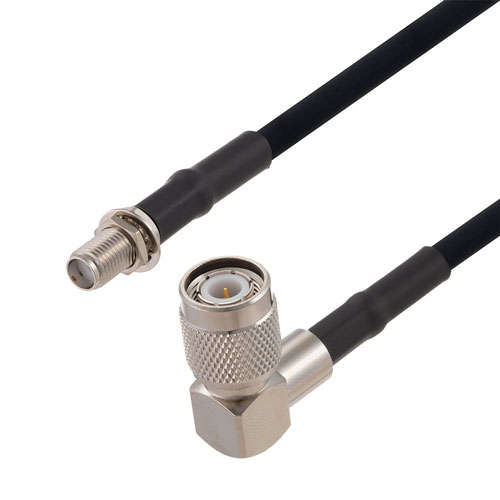 SMA Female Bulkhead to TNC Male Right Angle Cable in 150 CM Length Using RG223 Coax Fairview Microwave FMCA2750-150CM