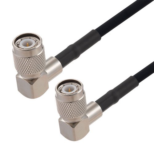 TNC Male Right Angle to TNC Male Right Angle Cable in 60 Inch Length Using RG223 Coax Fairview Microwave FMCA2764-60