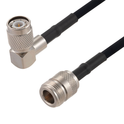 N Female to TNC Male Right Angle Cable Using RG223 Coax Fairview Microwave FMCA2769