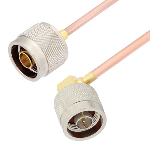 N Male to RA N Male Cable RG402 Type .141 Coax in 100 CM Fairview Microwave FMCA2808-100CM