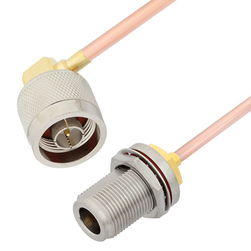 RA N Male to N Female Bulkhead Cable RG402 Type .141 Coax in 100 CM Fairview Microwave FMCA2814-100CM