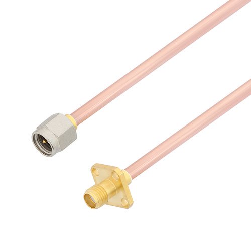 SMA Male to SMA Female 4 Hole Flange Cable RG402 Type .141 Coax in 200 CM Fairview Microwave FMCA2819-200CM