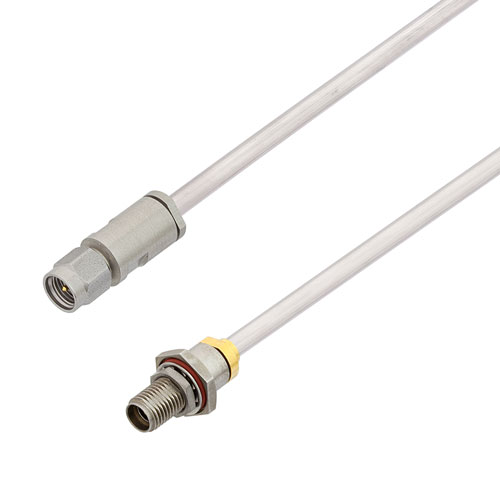 3.5mm Male to 3.5mm Female Bulkhead Cable Tinned Aluminum RG402 Type .141 Coax in 12 Inch Fairview Microwave FMCA2833-12