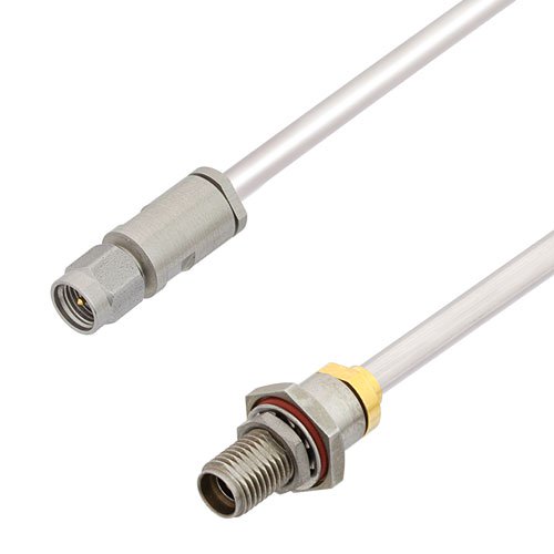 3.5mm Male to 3.5mm Female Bulkhead Cable Tinned Copper RG402 Type .141 Coax in 100 CM Fairview Microwave FMCA2877-100CM