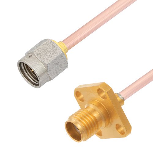 2.92mm Male to 2.92mm Female 4 Hole Flange Cable RG405 Type .086 Coax in 200 CM Fairview Microwave FMCA2961-200CM