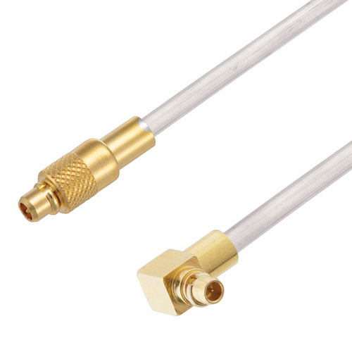 MMCX Plug to RA MMCX Plug Cable Tinned Copper RG405 Type .086 Coax in 100 CM Fairview Microwave FMCA3097-100CM