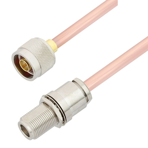 N Male to N Female Bulkhead Cable RG401 Type .250 Coax Fairview Microwave FMCA3107