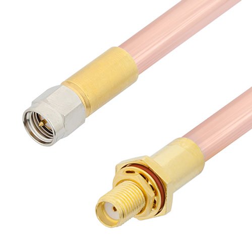 SMA Male to SMA Female Bulkhead Cable RG401 Type .250 Coax in 200 CM Fairview Microwave FMCA3117-200CM