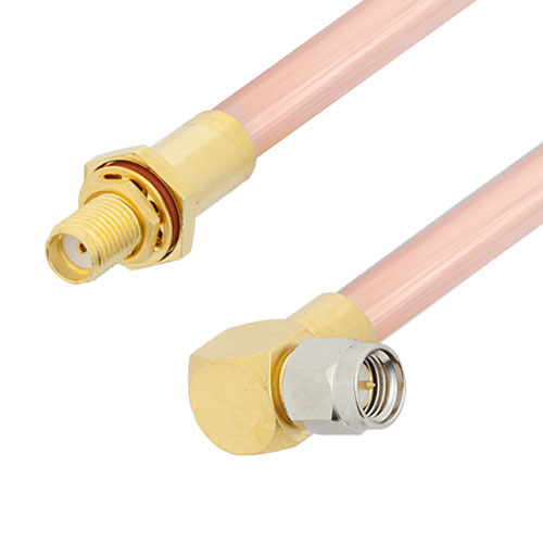 RA SMA Male to SMA Female Bulkhead Cable RG401 Type .250 Coax in 36 Inch Fairview Microwave FMCA3119-36