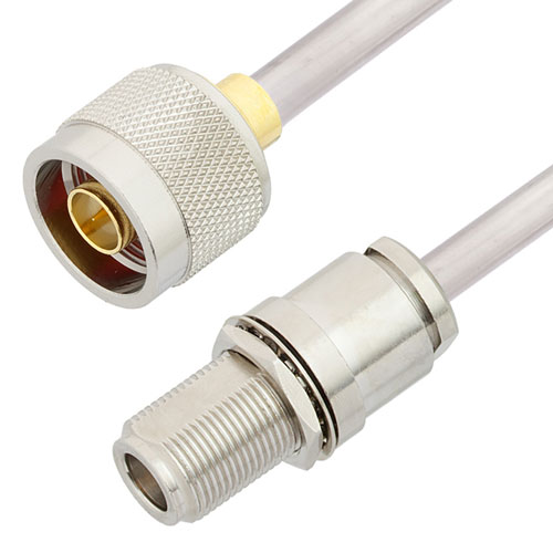 N Male to N Female Bulkhead Cable Tinned Aluminum RG401 Type .250 Coax in 100 CM Fairview Microwave FMCA3124-100CM