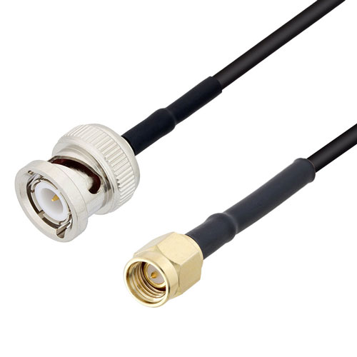 Low Loss BNC Male to SMA Male Cable LMR-100 Coax in 100 CM Fairview Microwave FMCA3171-100CM