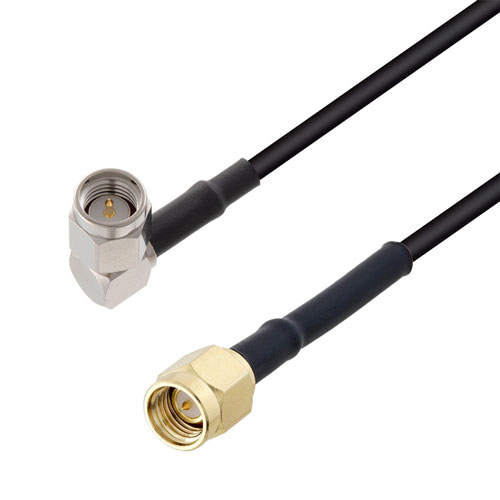 Low Loss RA SMA Male to SMA Male Cable LMR-100 Coax in 100 cm Fairview Microwave FMCA3172-100CM