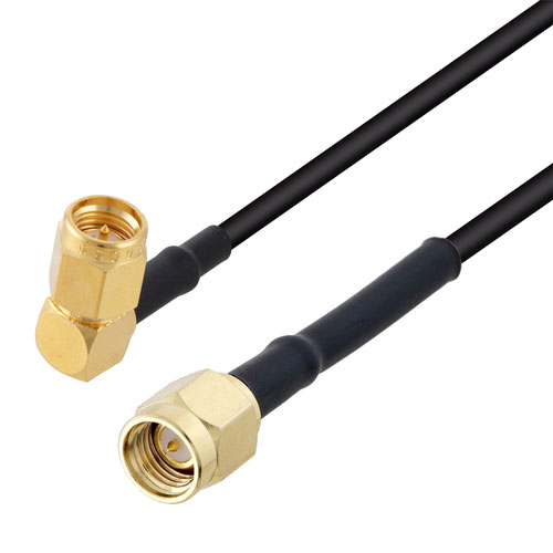 Fire Rated Low Loss RA SMA Male to SMA Male Cable LMR-100-FR Coax in 100 cm Fairview Microwave FMCA3215-100CM